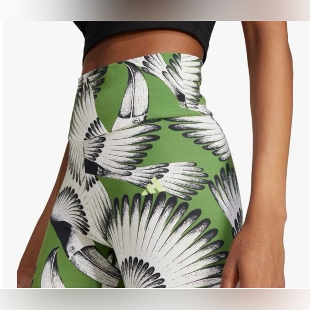 Adidas FARM Rio Green and White Patterned Bike Shorts - Picture 4 of 6